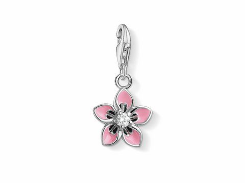 Thomas Sabo 1354-041-9 Charm - Blume - Silber - Emaille - Zirkonia pink