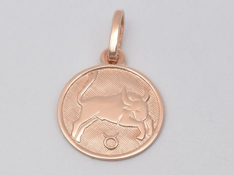 Stier - Sterling Silber rosé vergoldet Sternzeichen - poliert - 14 mm