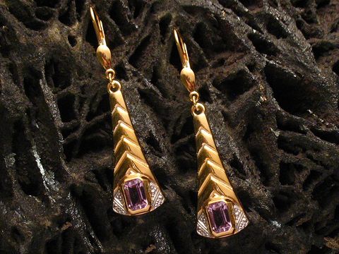 Ohrringe kunstvoll - Gold Ohrhänger Amethyst & bicolor