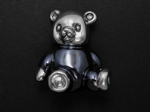 Silber Figur - Teddybär sitzend rhodiniert - anthrazit niedlich