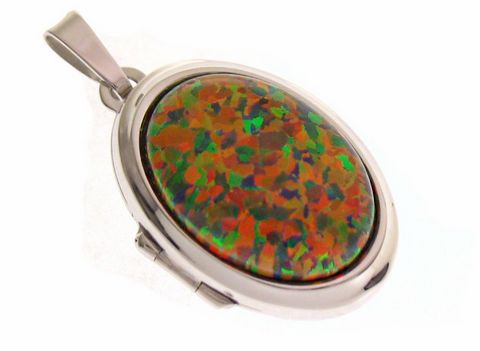 Syn. Opal bunt fein Medaillon Cabochon Sterling Silber