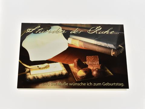 Geburtstagskarte - Ein Licht, Bücher und Pralinen