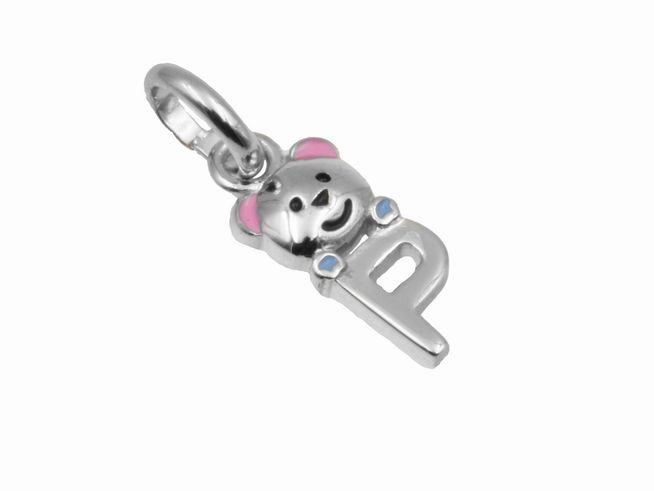 Anhänger Teddy Buchstabe P - 925 Sterling Silber - poliert - rhodiniert