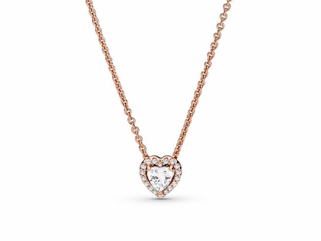 Pandora Timeless - Kette mit Anhänger - funkelndes Herz Collier - Silber - Roségold - 388425C01-45 - 45 cm - Zirkonia