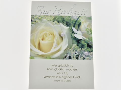 Hochzeitskarte - Karte mit Weisheit und weißer Rose