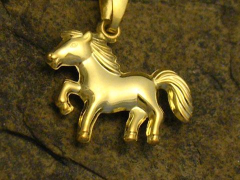 Pferd Pony im Galopp glänzend - Anhänger Gold 333