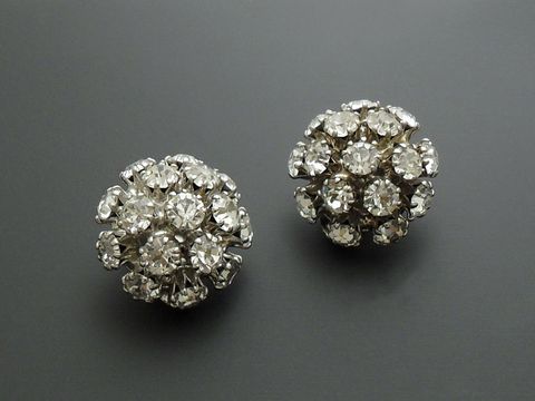 Strass Ohrclip - pompös - weiß - Strass Schmuck