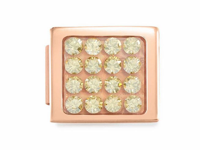 Nomination Classic GLAM Link Edelstahland Roségold - 230603 15 - Beige Zirkonia