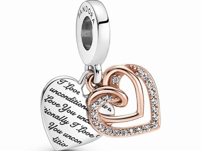 Pandora Herz Charm - 781062C01 - Silber & Roségold vergoldet - Zirkonia