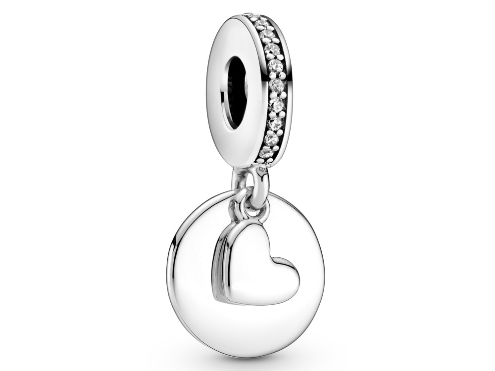 Pandora 799212C01 Herzscheibe Charm-Anhänger - Silber - inkl. Gravur BEIDSEITIG