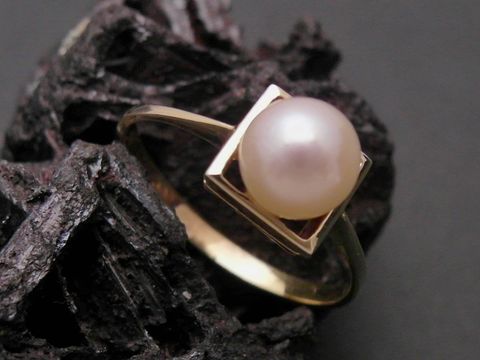 Gold Perlen Ring - Perlentraum - Gr. 55 - Zuchtperle 6,6 mm - Gold 585