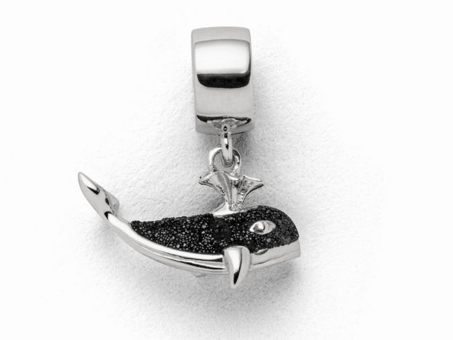 DUR Schmuck F283 - Sterling Silber Charm Walfisch Lavasand - Lavasand -