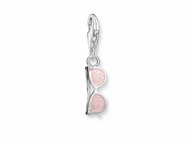 Thomas Sabo 2027-041-9 Charm-Anhänger - Holiday Vibes - Sonnenbrillen - Silber & Emaille & Zirkonia - Rosa-Pink