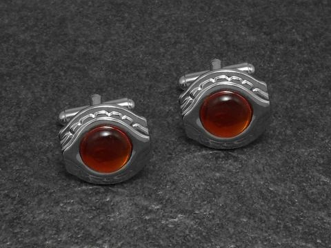 Manschettenknöpfe - ROT - DESIGN - 18,2 mm - silberfarben