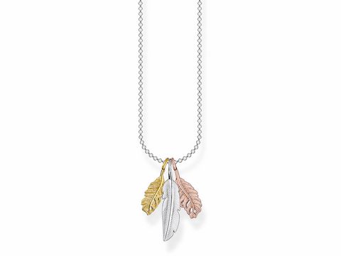 Thomas Sabo Charming Collection KE2054-431-7-L45v Feder - Kette mit Anhänger 38-40-42-45 cm Silber - Gelbgold - rose gold - Bunt