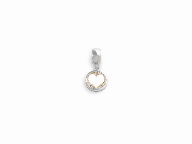 DUR Schmuck F161.HERZ - Sterling Silber Anhänger Charm Liebe Strandsand - Strandsand -