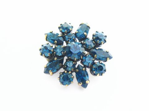 Blaue Strass Brosche -Sexy City Look-  Rund