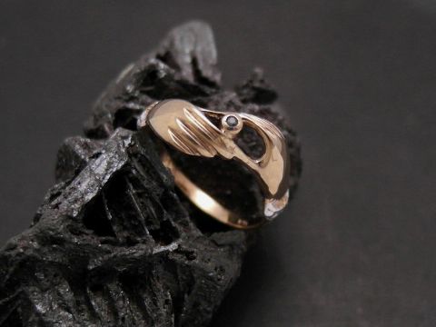 Gold Ring - Hände - Gold 333 - Saphir - Gr. 52