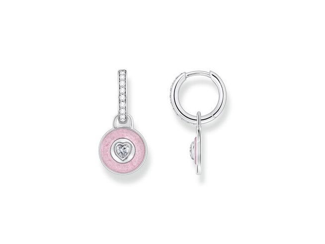 Thomas Sabo CR723-691-9 Creolen - Creolen mit Anhänger - Silber gesch. & Emaille & Zirkonia - Rosa-Pink