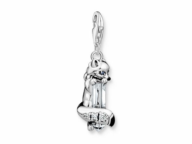 Thomas Sabo 1901-129-7 - Charm-Anhänger - Sterling Silber - Kaltemail + Quarz + Zirkonia - Polarfuchs