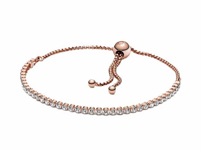 Pandora 589375C01-2 - Funkelndes Schiebe-Tennisarmband - Roségold Vergoldung - Zirkonia 25 cm