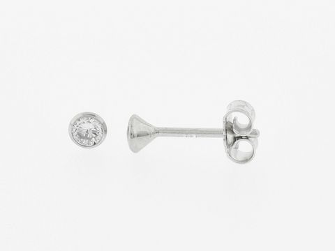 Weißgold Ohrringe - Kelch - 3,3 mm - Zirkonia - Stecker