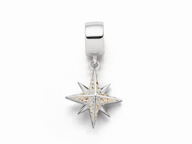 DUR Schmuck F328 - Sterling Silber Charm Kompassrose Strandsand - Strandsand -