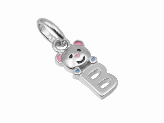 Anhänger Teddy Buchstabe B - 925 Sterling Silber - poliert - rhodiniert