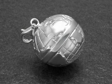 Weltkugel 27 mm - charms Anhänger - Sterling Silber