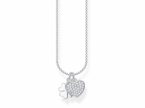 Thomas Sabo Charming Collection - KE2047-051-14-L45v - Kleeblatt und ein Her - Kette mit Anhänger - 38-40-42-45 cm - Silber