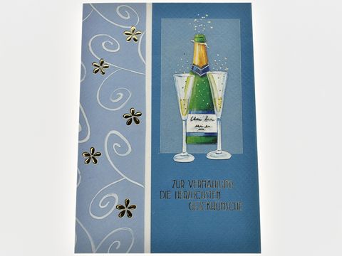 Hochzeitskarte - Sektflasche mit Gläsern