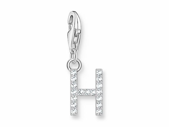 Thomas Sabo 1947-051-14 Charm-Anhänger - funkelnder Buchstabe H - Silber & Zirkonia - Weiß