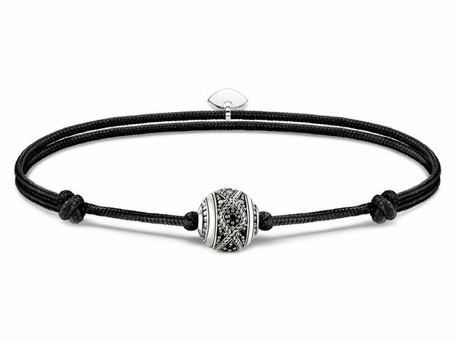 Thomas Sabo A2110-889-11-L22V Armband - Textil mit Karma Bead - Silber gesch. & Nylon & Zirkonia - Schwarz - bis 22 cm