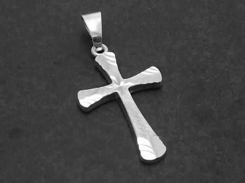 Kreuz Anhänger - Sterling Silber - Diamantschliff