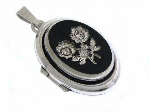 Blümchen - Medaillon mit Cabochon - Sterling Silber