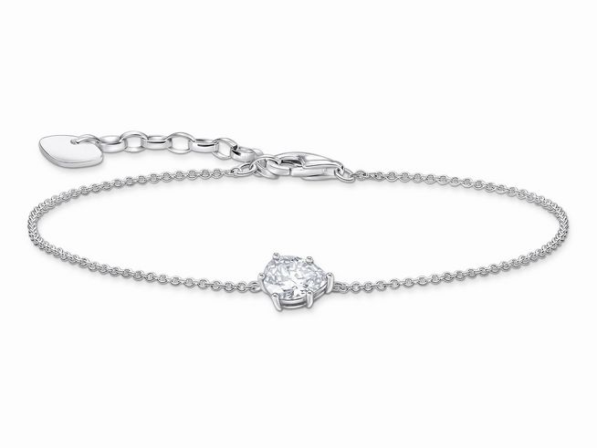 Thomas Sabo Essentials A2159-051-14-L19V Armband - mit großem Zirkoniatropfen - Silber & Zirkonia - Weiß - 16 bis 19 cm