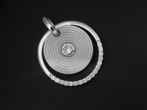 Kreis Design Anhänger - 925 Sterling Silber - rhodiniert - modisch - Zirkonia