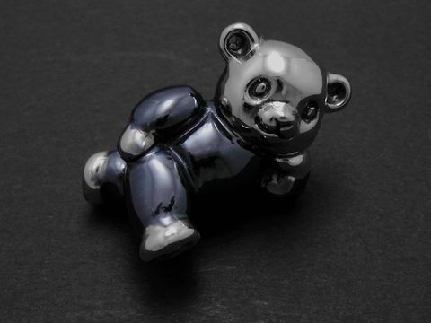 Silber Figur - Teddybär liegend rhodiniert - anthrazit niedlich