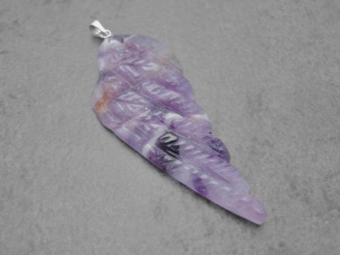 Flügel aus lila-weiß-braunem Amethyst - 5 cm Silber Öse -WING- Engel