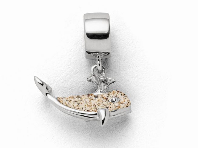 DUR Schmuck F282 - Sterling Silber Charm Walfisch Strandsand - Strandsand -