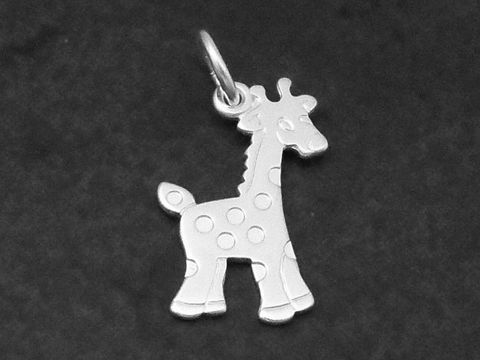 Giraffe - Silber Anhänger - süß - teilmattiert