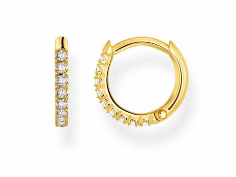 Silberner Creole Ohrring aus der Thomas Sabo Charming Collection mit gelbgoldenen Akzenten und klaren Zirkonia-Steinen, elegant und zeitlos, ideal für jeden Anlass.