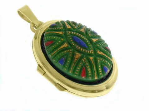 Green design - Medaillon mit Cabochon - Gold 585