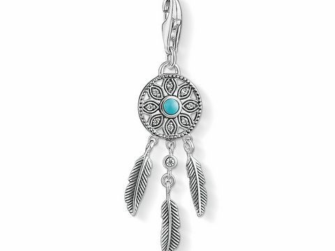 Thomas Sabo 1326-646-17 Charm - Traumfänger - Silber geschw. - imit. Türkis - Zirkonia türkis