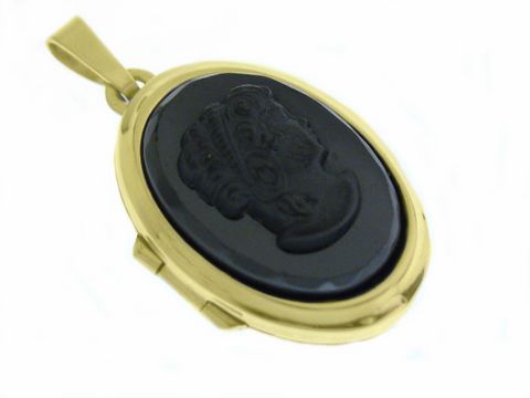 Dame - Medaillon mit Cabochon - Gold 585