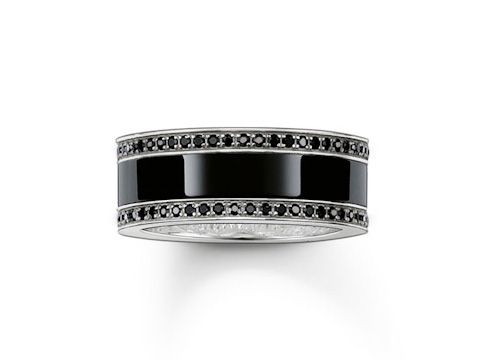 Thomas Sabo TR1995-647-11-54 Ring - Sterling Silber geschw. - Keramik - Zirkonia - schwarz - Gr. 54