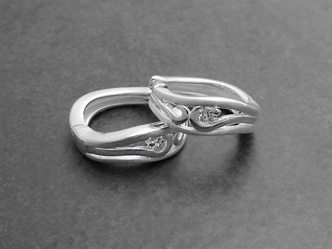 Silber Creolen mit Zirkonia - 925 Sterling Silber - teilmattiert