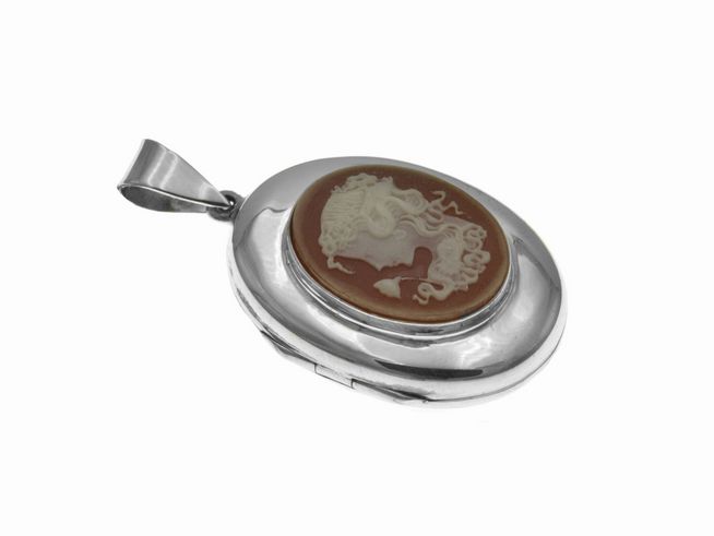 Medaillon Frau Karneol oval poliert - Sterling Silber