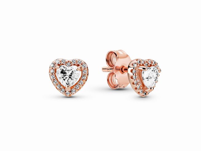 Pandora Timeless - Ohrringe - funkelndes Herz - Silber - Roségold - 288427C01 - Zirkonia