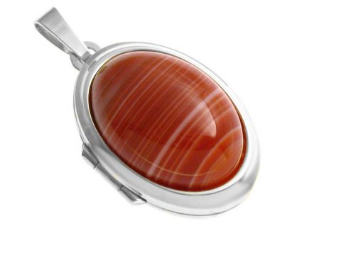 Roter Sardonyx Cabochon - Sterling Silber Medaillon